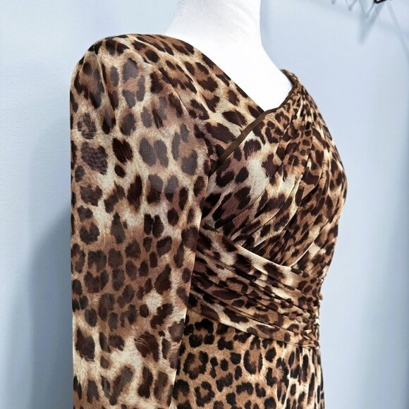 VTG Y2K 90s Kay Unger Leopard Print Dress Mesh Detail Glam Punk Going Out SZ 10 - Picture 5 of 12